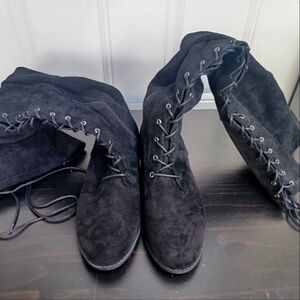 Torrid Sexy Black Lace-Up Suede Boots